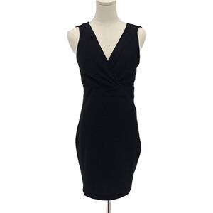 Shinestar sleeveless metallic V neck black stretch dress medium